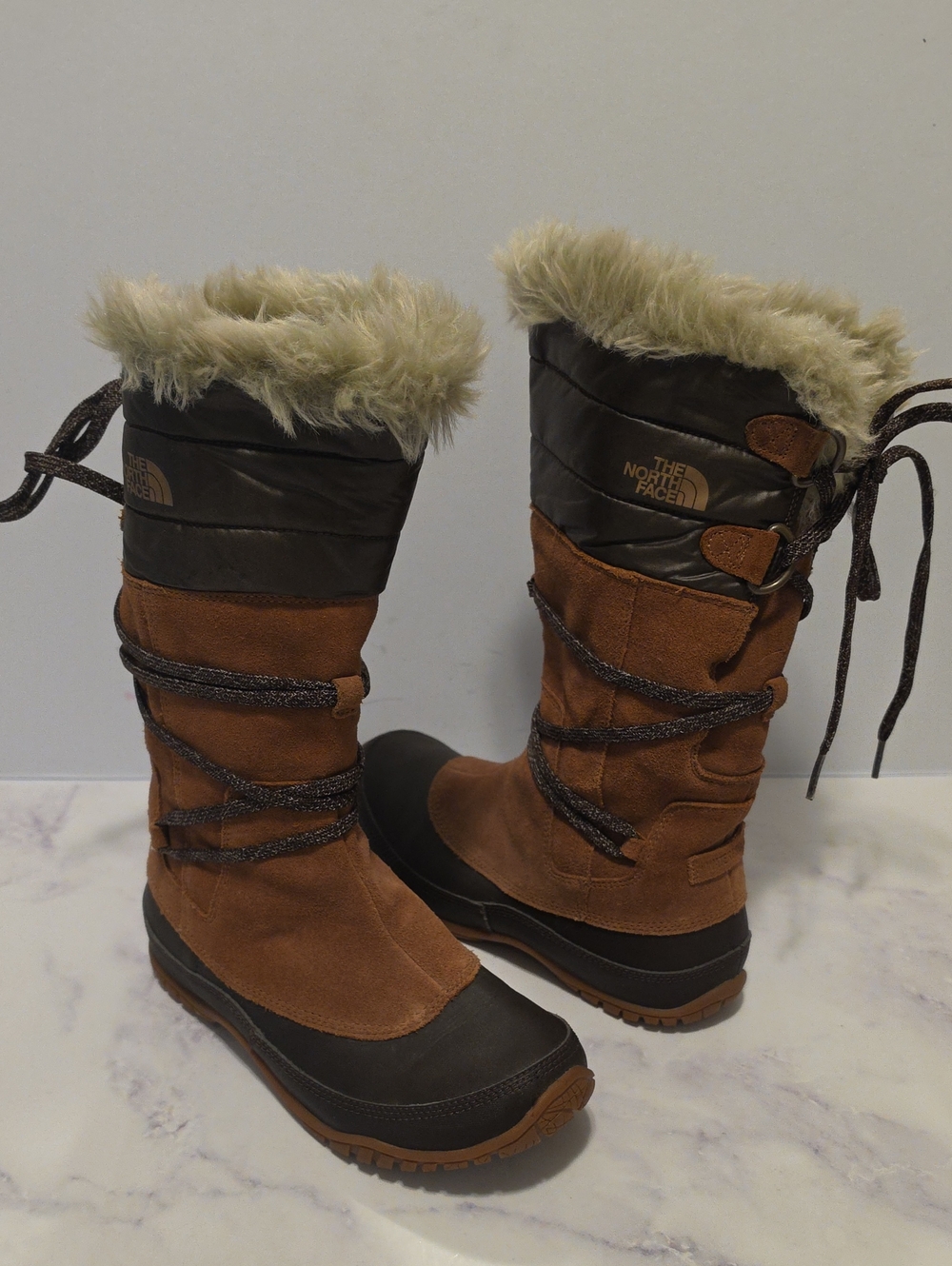 The North Face Women’s Brown Winter Snow Boots with Faux Fur Trim